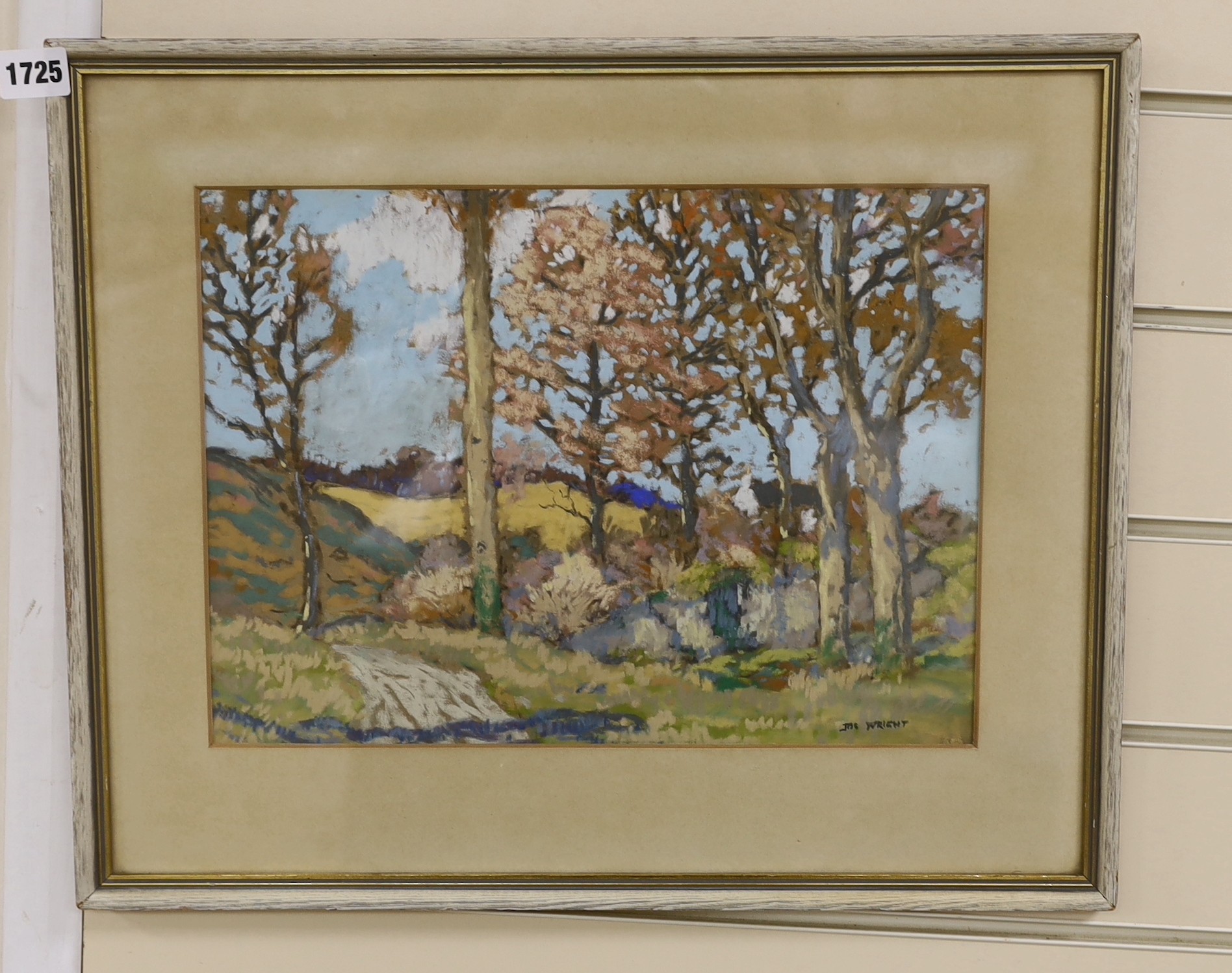 James Wright RSW (Scottish 1885-1947), pastel, 'A farm road, Rosneath', signed, 26 x 36cm